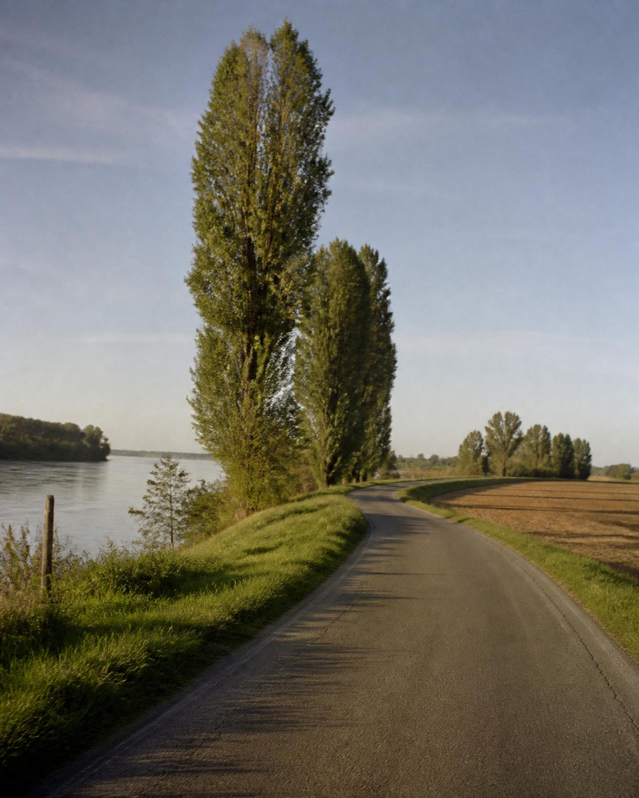 La strada che corre lungo l'argine del Po